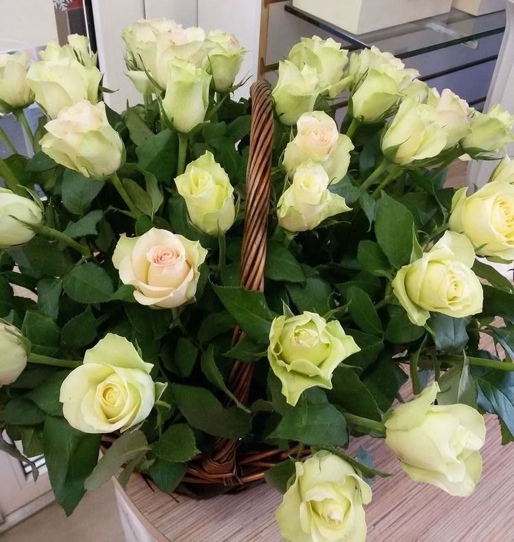 51 роза в корзине